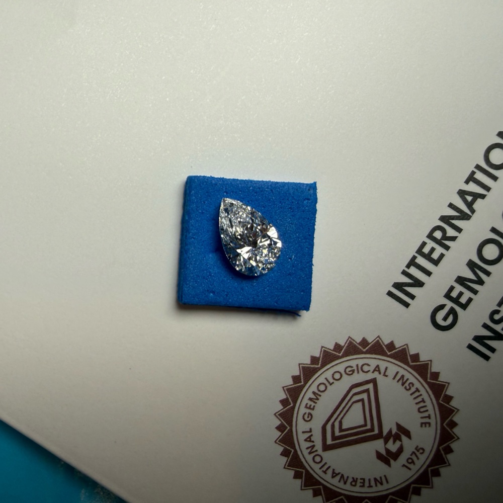 IGI Certified Lab Grown 2.14 Carat Pear Diamond, E VVS2